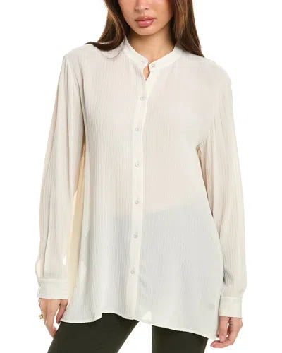 Eileen Fisher Mandarin Collar Silk Shirt In White