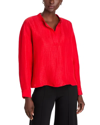 Eileen Fisher Mandarin Collar Top In Cherry