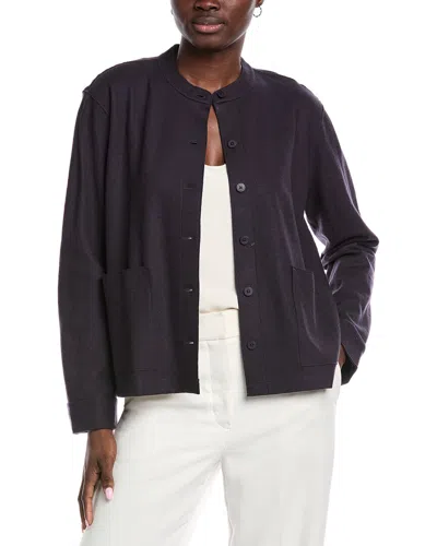 EILEEN FISHER EILEEN FISHER MANDARIN COLLAR WOOL JACKET