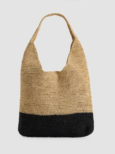 Eileen Fisher Mar Y Sol For  Color-blocked Shopper Tote In Natural/black