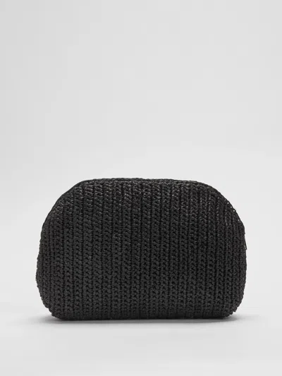 Eileen Fisher Mar Y Sol For  Raffia Clutch In Black