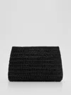 Eileen Fisher Mar Y Sol For  Raffia Clutch In Black