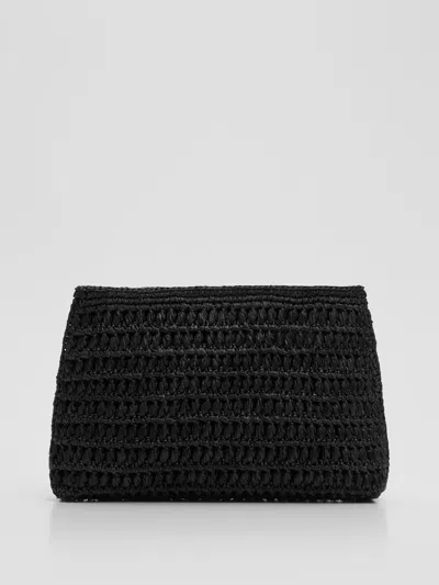 Eileen Fisher Mar Y Sol For  Raffia Clutch In Black