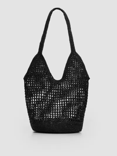 Eileen Fisher Mar Y Sol For  Raffia Shopper Tote In Black
