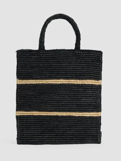Eileen Fisher Mar Y Sol For  Striped Market Tote In Black/natural