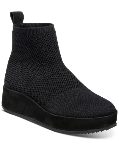 Eileen Fisher Mars Boots Women's Black Wedge Heel Round Toe Bootie Jobb643