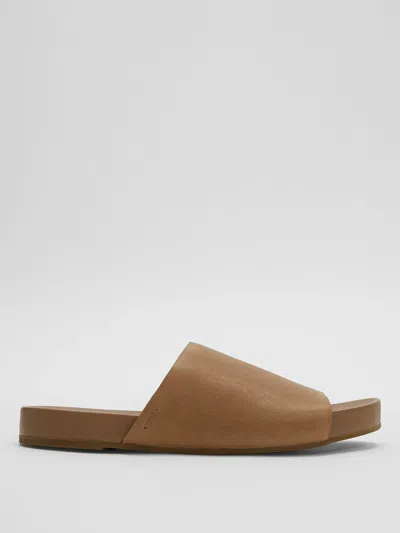 Eileen Fisher Mask Tumbled Leather Slide Sandal In Brown