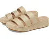 Eileen Fisher Mayla Espadrille Platform Wedge Slide Sandal In Beige
