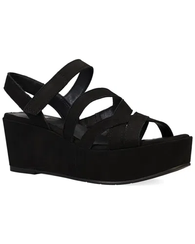Eileen Fisher Mazy Leather Wedge Sandal In Black