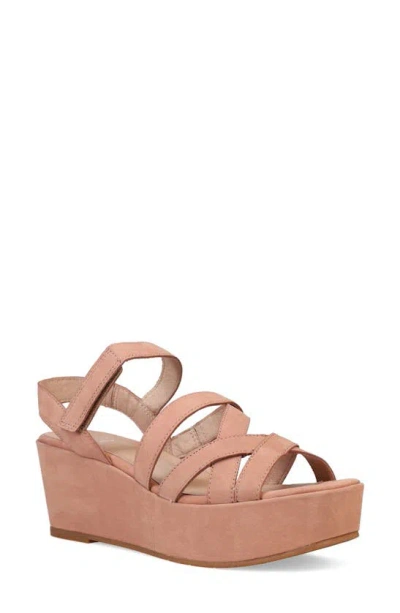 Eileen Fisher Mazy Suede Strappy Wedge Sandals In Latte