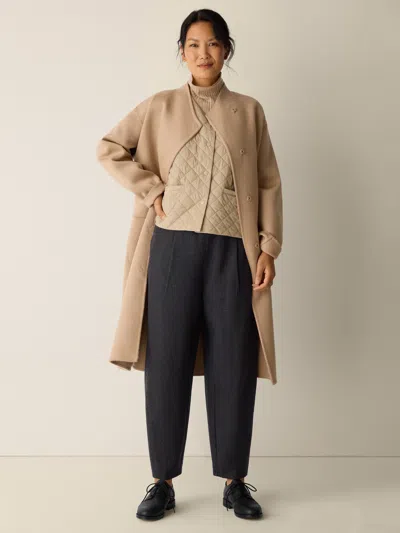 Eileen Fisher Melange Boiled Wool Jersey Lantern Pant In Regenerative Wool In Charcoal