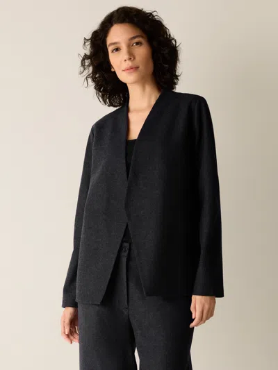 Eileen Fisher Melange Felted Wool Jersey Angled Jacket In Regenerative Wool In Charcoal