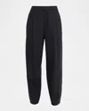 Eileen Fisher Melange Felted Wool Jersey Lantern Pants In Black