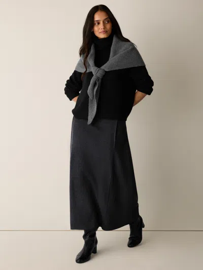 Eileen Fisher Melange Felted Wool Jersey Lantern Skirt In Regenerative Wool In Charcoal