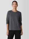 Eileen Fisher Melange Fine Organic Cotton Jersey Long-sleeve Tee In Gray