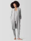 Eileen Fisher Melange Lightweight Organic Cotton Terry Robe In Gray