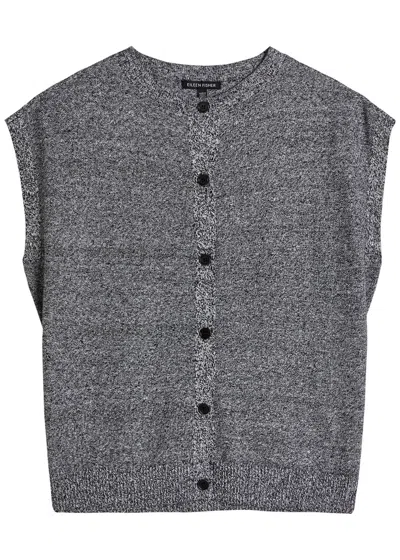 Eileen Fisher Mélange Linen-blend Top In Gray