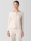 Eileen Fisher Melange Organic Cotton Interlock Henley Sleep Top In Neutral