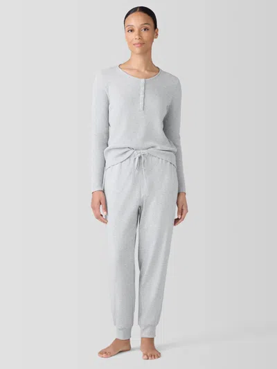 Eileen Fisher Melange Organic Cotton Interlock Jogger Sleep Pant In Gray