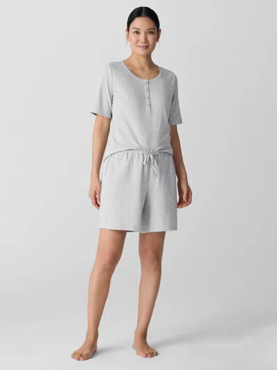 Eileen Fisher Melange Organic Cotton Interlock Sleep Shorts In Neutral