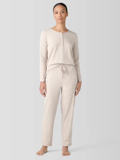 Eileen Fisher Melange Organic Cotton Interlock Slouchy Sleep Pant In White