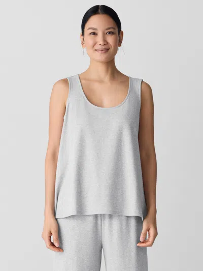 Eileen Fisher Melange Organic Cotton Interlock U-neck Sleep Tank In Gray