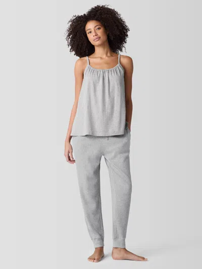 Eileen Fisher Melange Organic Cotton Waffle Jogger Sleep Pant In Blue