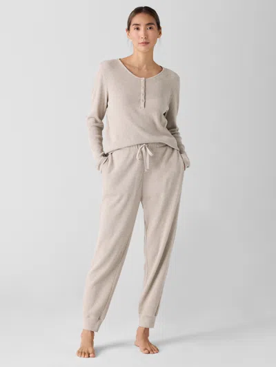 Eileen Fisher Melange Organic Cotton Waffle Jogger Sleep Pant In Neutral