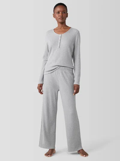 Eileen Fisher Melange Organic Cotton Waffle Sleep Pant In Gray