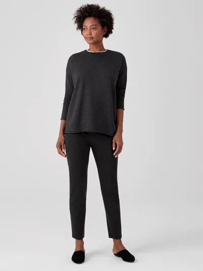 Eileen Fisher Melange Ponte Slim Ankle Pant In Gray