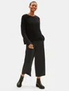 Eileen Fisher Melange Tencel Ponte Wide-leg Pant In Black