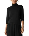 Eileen Fisher Melange Turtleneck Top In Black