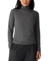Eileen Fisher Melange Turtleneck Top In Gray