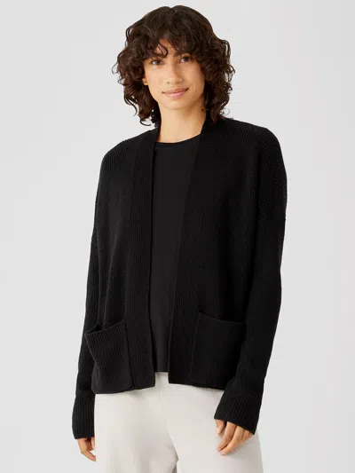 Eileen Fisher Merino Cardigan In Responsible Wool In Black