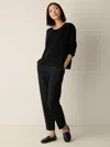 Eileen Fisher Merino Crew Neck Top In Regenerative Wool In Black