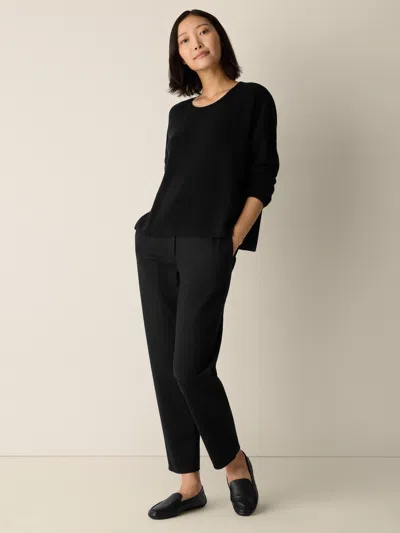 Eileen Fisher Merino Crew Neck Top In Regenerative Wool In Black