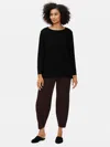 Eileen Fisher Merino Crew Neck Top In Regenerative Wool In Black