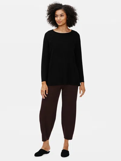 Eileen Fisher Merino Crew Neck Top In Regenerative Wool In Black