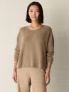 Eileen Fisher Merino Crew Neck Top In Regenerative Wool In Brown