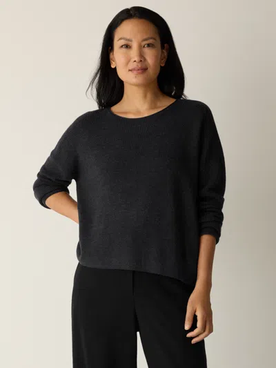Eileen Fisher Merino Crew Neck Top In Regenerative Wool In Gray