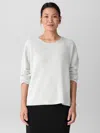 Eileen Fisher Merino Crew Neck Top In Regenerative Wool In White