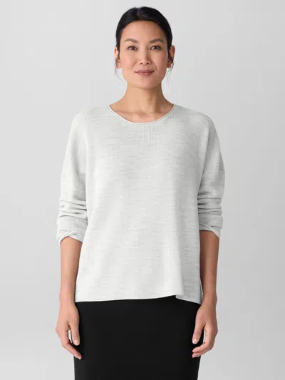 Eileen Fisher Merino Crew Neck Top In Regenerative Wool In White