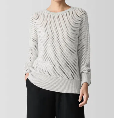 Eileen Fisher Merino Crew Neck Top In Sea Salt