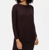 EILEEN FISHER MERINO CREW NECK TUNIC IN BROWNSTONE