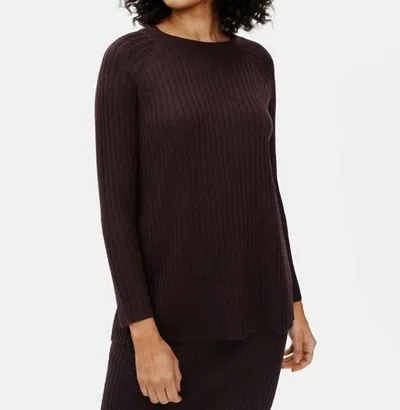 Eileen Fisher Merino Crew Neck Tunic In Brownstone In Black