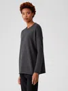 Eileen Fisher Merino Crew Neck Tunic In Regenerative Wool In Gray