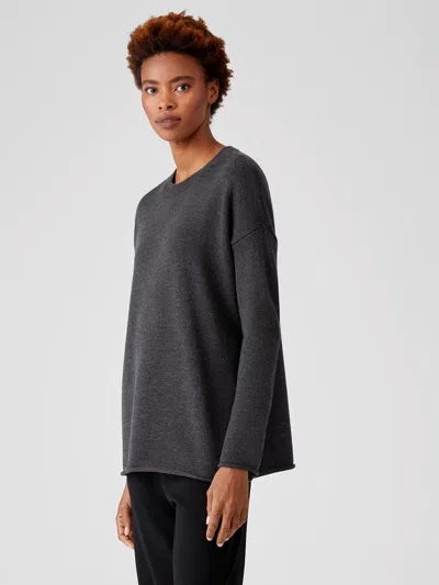 Eileen Fisher Merino Crew Neck Tunic In Regenerative Wool In Gray