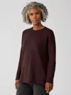 Eileen Fisher Merino Crew Neck Tunic In Regenerative Wool In Burgundy
