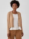 Eileen Fisher Merino Cropped Cardigan In Regenerative Wool In Brown