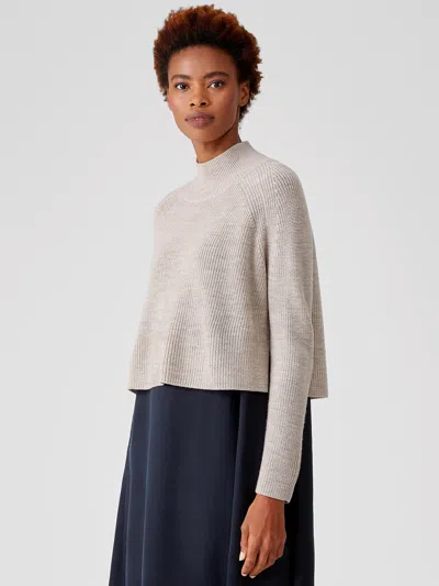 Eileen Fisher Merino Cropped Turtleneck Top In Regenerative Wool In Gray